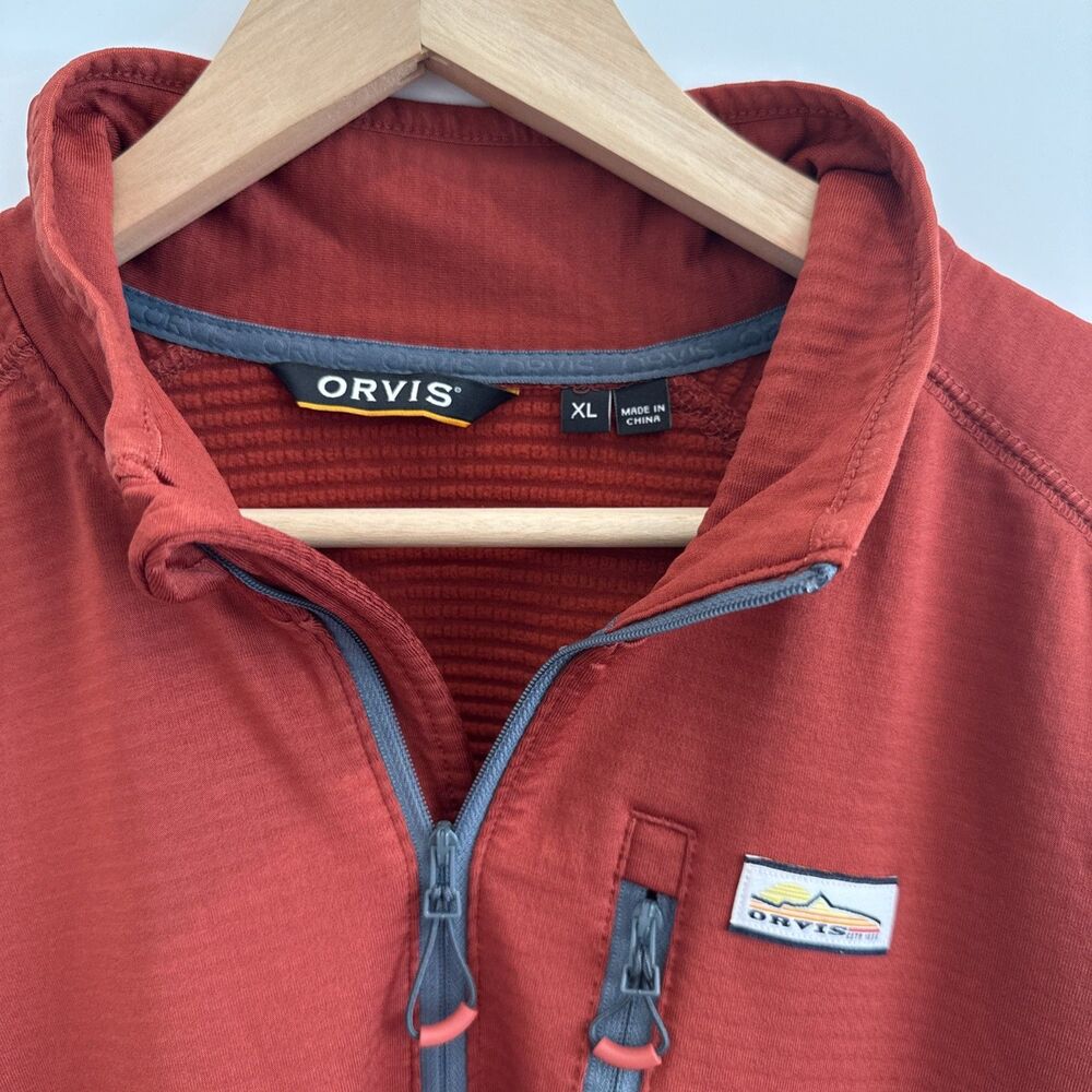 Orvis 1/4 Zip Pullover Performance Stretch Jacket Mens XL Rust Athleisure Earthy - Picture 3 of 14